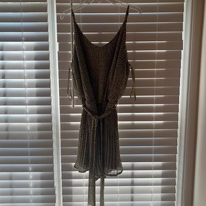 Olive green romper, front or back tie.